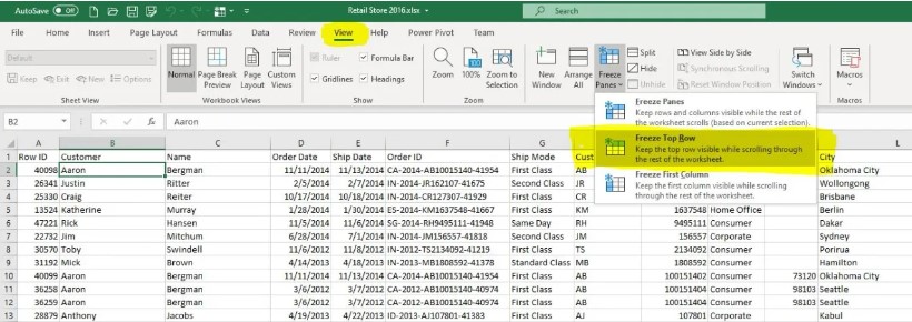 Let’s Have Data Fun with Excel: Freeze Panes
